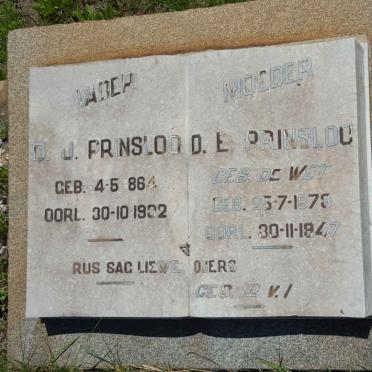 PRINSLOO D.J. 1864-1932 &amp; D.E. DE WET 1873-1947