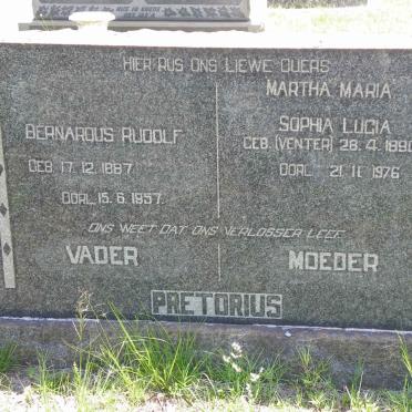 PRETORIUS Bernardus Rudolf 1887-1957 &amp; Martha Maria Sophia Lucia VENTER 1890-1976
