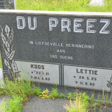 PREEZ Koos, du 1921-1983 &amp; Lettie 1925-1982