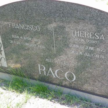 RACO Francisco 1863-1956 &amp; Theresa DORIO 1873-1970