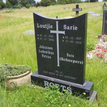 ROETS Johannes Lodewikus Petrus 1935-2006 &amp; Sara SCHEEPERS 1937-2010