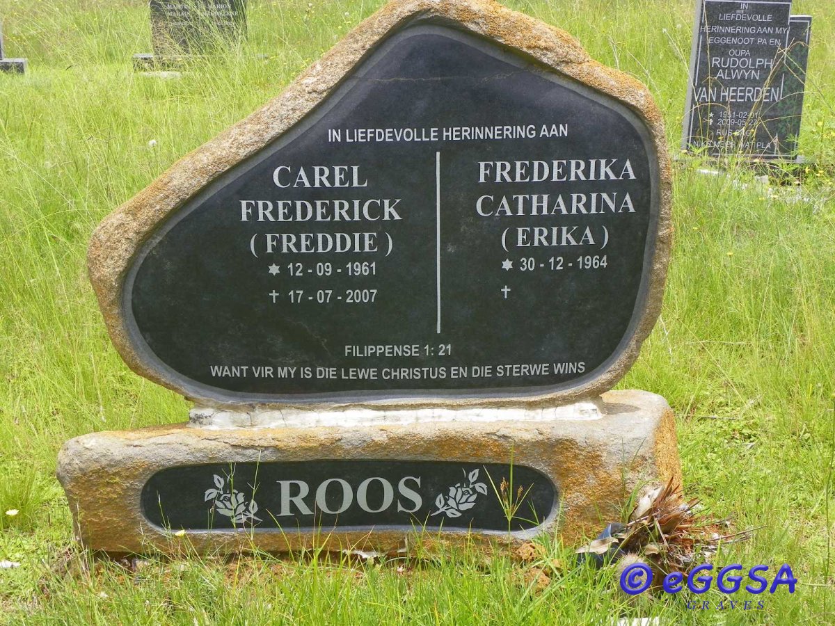 ROOS Carel Frederick 1961-2007 &amp; Frederika Catharina 1964-