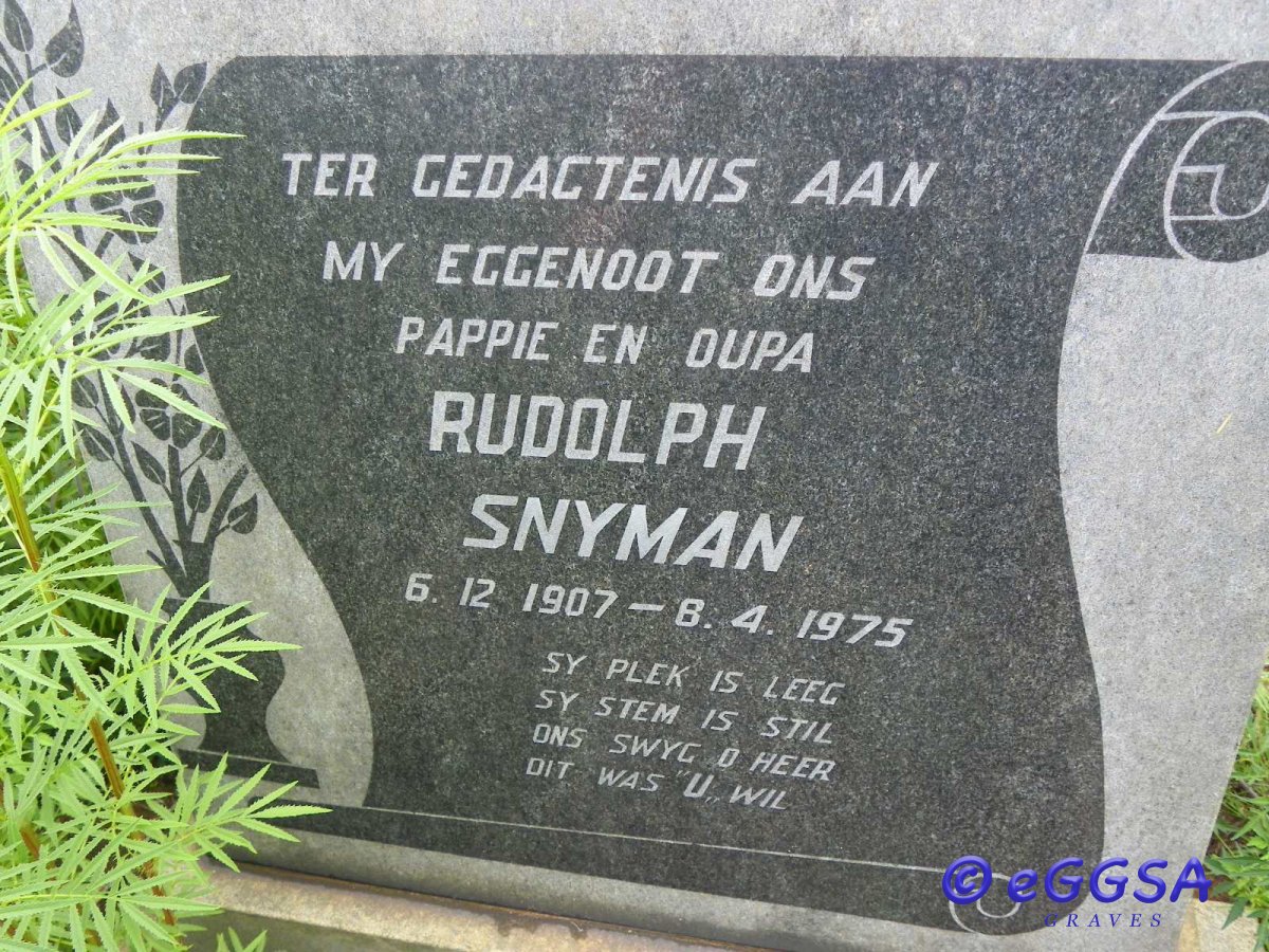 SNYMAN Rudolph 1907-1975