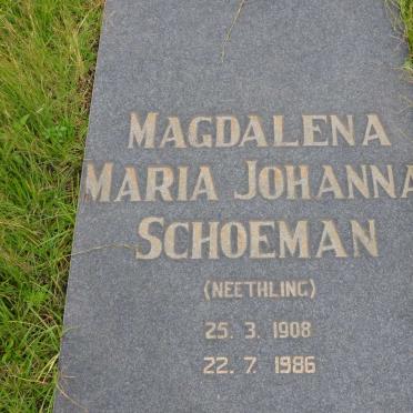 SCHOEMAN Magdalena Maria Johanna nee NEETHLING 1908-1986