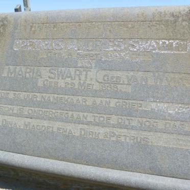 SWART Petrus Andries 1883-1921 &amp; Maria VAN WYK 1888-1921