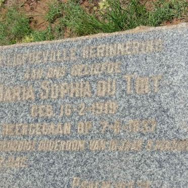 TOIT Maria Sophia, du 191?-1937