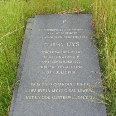 UYS Clarina nee VAN DER MERWE 1929-1981