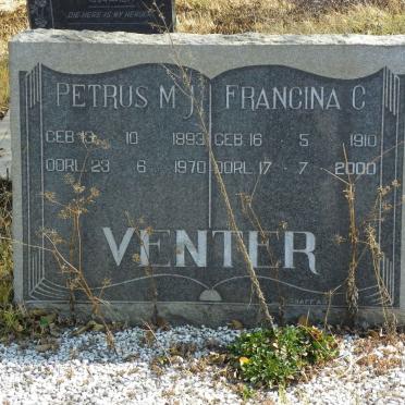 VENTER Petrus M.J. 1893-1970 &amp; Francina C. 1910-2000