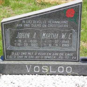 VOSLOO Johan A. 1930-1993 &amp; Martha W.C. 1948-2013