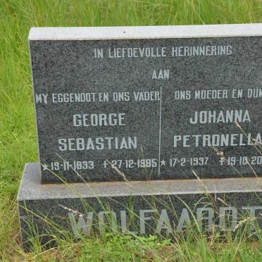 WOLFAARDT George Sebastian 1933-1995 &amp; Johanna Petronella 1937-2006