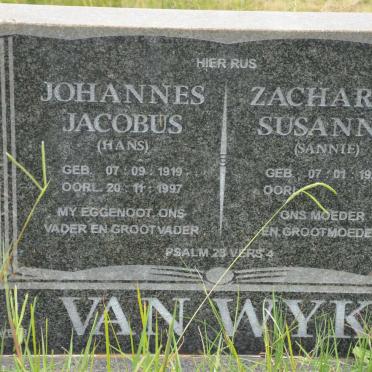 WYK Johannes Jacobus, van 1919-1997 &amp; Zacharia Susanna 1920-