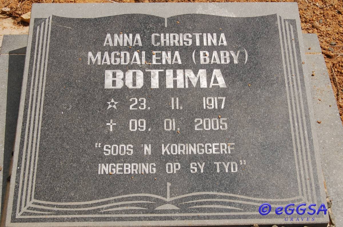 BOTHMA Anna Christina Magdalena 1917-2005