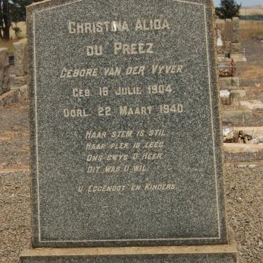 PREEZ Christina Alida, du nee VAN DER VYVER 1904-1940