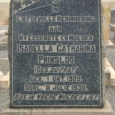 PRINSLOO Isabella Catharina nee DU PRAT 1909-1939