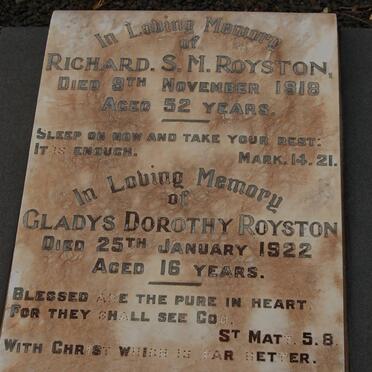 ROYSTON Richard S.M. -1918 &amp; Gladys Dorothy -1922