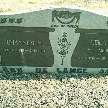 LANGE Johannes H. de 1889-1960 &amp; Heila A.E. V.D. MERWE 1890-1988