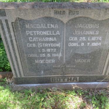 BOTHA Jacobus Johannes 1874-1964 &amp; Magdalena Petronella Catharina STRYDOM 1872-1943