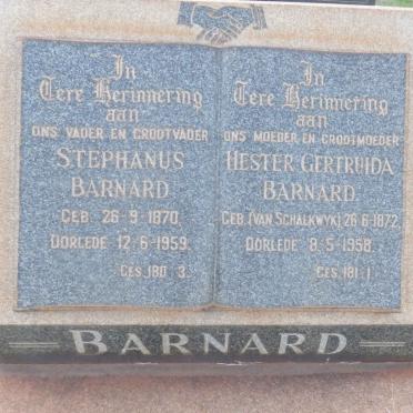 BARNARD Stephanus 1870-1959 &amp; Hester Gertruida VAN SCHALKWYK 1872-1958