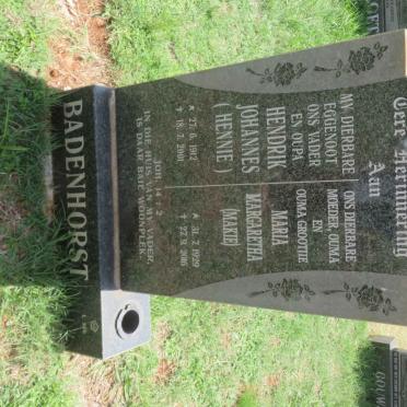 BADENHORST Hendrik Johannes 1912-2001 &amp; Maria Margaretha 1929-2016