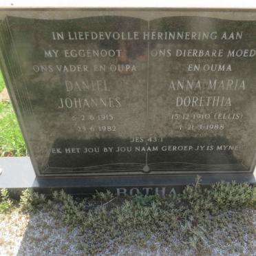 BOTHA Daniel Johannes 1915-1982 &amp; Anna Maria Dorethea ELLIS 1910-1988