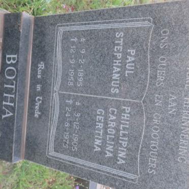 BOTHA Paul Stephanus 1895-1958 &amp; Phillipina Carolina Gertina 1905-1975