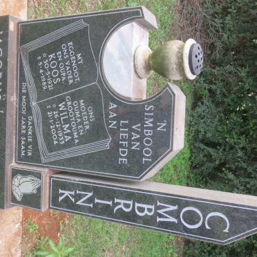 COMBRINK Jacobus Johannes 1921-1989 &amp; Wilhelmina 1933-2004