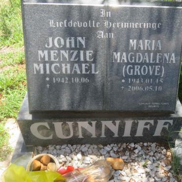 CUNNIFF John Menzie Michael 1942- &amp; Maria Magdalena GROVE 1943-2006
