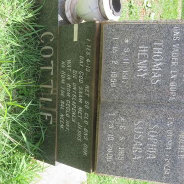 COTTLE Thomas Henry 1919-1990 &amp; Sophia Susara 1919-2000