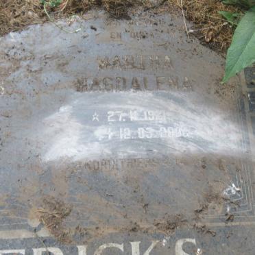 DIEDERICKS Johannes Stephanus 1915-1989 &amp; Martha Magdalena 1921-2000