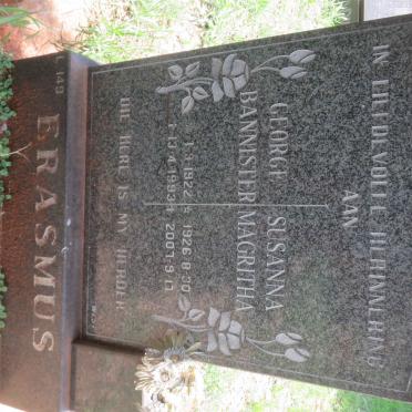 ERASMUS George Bannister 1922-1993 &amp; Susanna Magritha 1926-2007