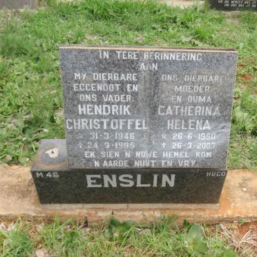 ENSLIN Hendrik Christoffel 1946-1995 &amp; Catherina Helena 1950-2003