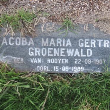 GROENEWALD Jacoba Maria Gertruida nee VAN ROOYEN 1907-1989