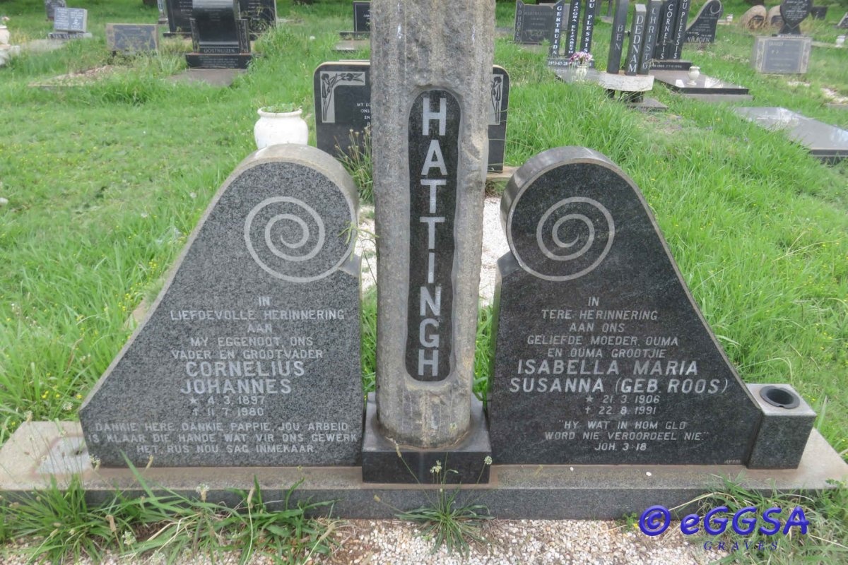 HATTINGH Cornelius Johannes 1897-1980 &amp; Isabella Maria Susanna ROOS 1906-1991