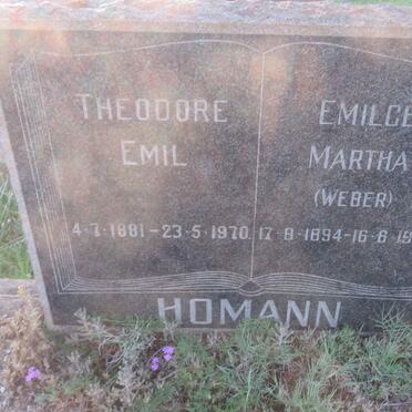 HOMANN Theodore Emil 1881-1970 &amp; Emilge Martha WEBER 1894-1956