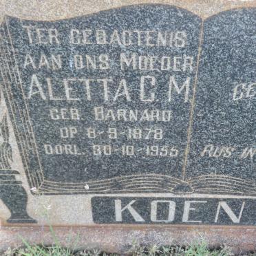 KOEN Aletta C.M. nee BARNARD 1878-1955