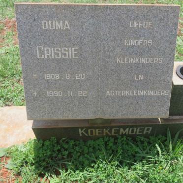KOEKEMOER Chrissie 1908-1990