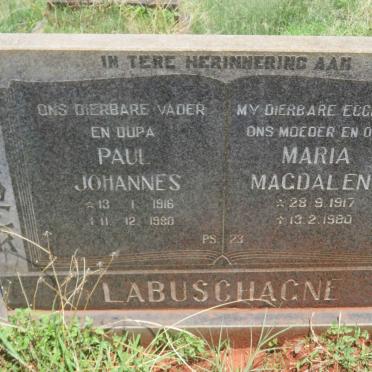 LABUSCHAGNE Paul Johannes 1916-1980 &amp; Maria Magdalena 1917-1980