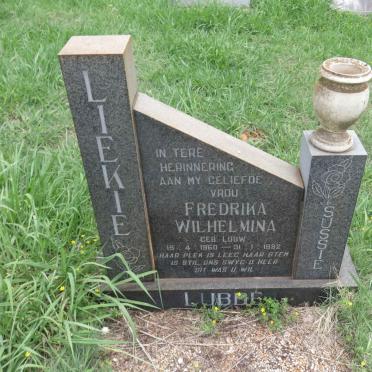 LUBBE Fredrika Wilhelmina nee LOUW 1960-1982