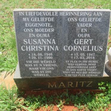 MARITZ Gert Cornelius 1947-2018 &amp; Susanna Christina 1946-1990