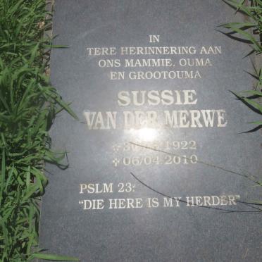 MERWE Sussie, van der 1922-2010