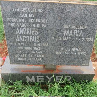 MEYER Andries Jacobus 1921-1992 &amp; Maria 1920-1999