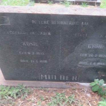 MULDER Kosie 1932-1990 &amp; Cysie 1934-1965