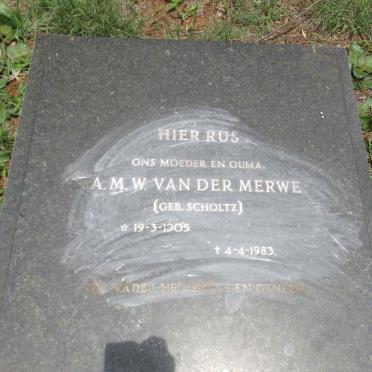 MERWE A.M.W., van der nee SCHOLTZ 1905-1983