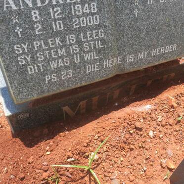 MULLER Cornelius Johannes Andreas 1948-2000 &amp; Anita 1960-