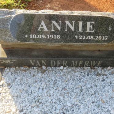 MERWE Annie, van der 1918-2017