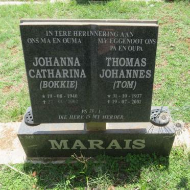 MARAIS Thomas Johannes 1937-2001 &amp; Johanna Catharina 1940-2002