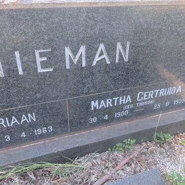 NIEMAN Willem Adriaan 1905-1963 &amp; Martha Gertruida THERON 1900-1995