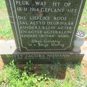 NIEMANN Kitty Jacoba previously BLACK nee BOLTON 1914-1992