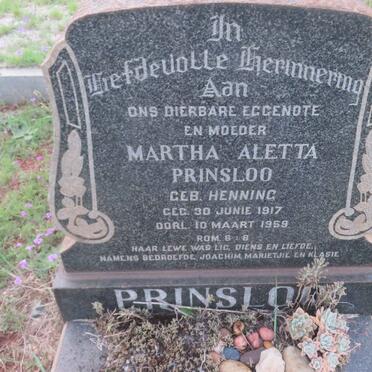 PRINSLOO Martha Aletta nee HENNING 1917-1959