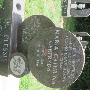 PLESSIS Maria Cathrina Gertyda, du 1940-1990